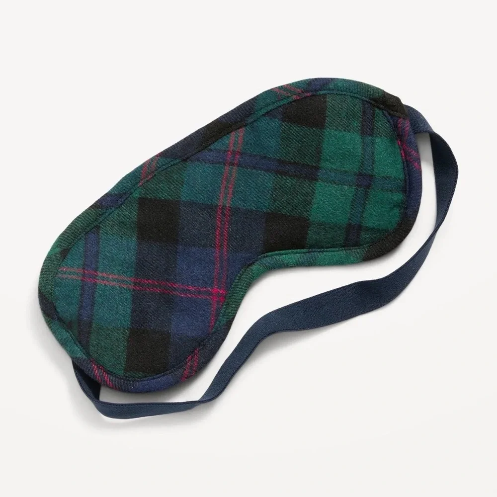Old Navy NWOT sleep mask one size plaid pattern flannel green‎ blue